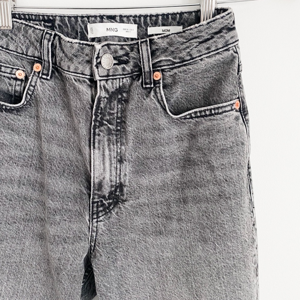 Mango High Rise Mom Jeans, Grey - Size 2